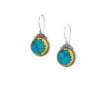 Dione round earrings in Sterling silver with Gold plated parts
