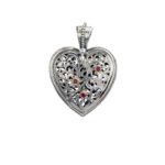 Filigree heart pendant in 18K Gold and Sterling Silver
