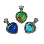Aegean colors heart pendant in Sterling Silver