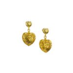 Kallisto Dangle and Drop Heart Earrings in Gold plated silver 925