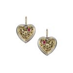 Filigree hearts earrings in 18K Gold & Sterling Silver