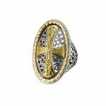 Filigree cross ring in 18K Gold and Sterling Silver