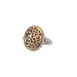 Filigree oval ring in 18K Gold and Sterling Silver