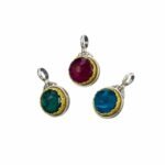 Iris pendant in Sterling Silver with Gold Plated Parts