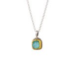 Dione square pendant in sterling silver with Gold plated parts
