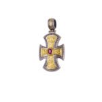 Maltese Patmos cross in 18K Gold & Sterling Silver