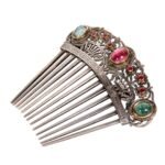 Brooch in 18K Gold, Sterling Silver and semi precious stones