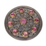 Brooch in 18K Gold and Sterling Silver with Pink Tourmaline