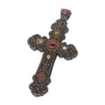 Byzantine Cross in 18K Gold, Sterling Silver and semi precious stones