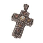 Byzantine Cross in 18K Gold, Sterling Silver and semi precious stones