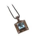 Pendant in 18K Gold, Sterling Silver and Blue Topaz