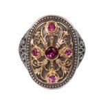 Ring in 18K Gold and Sterling Silver with Rubies