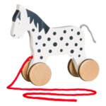 Ξύλινο Συρόμενο Άλογο Λευκό - Πουά