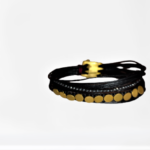 Βραχιόλι με Στρογγυλά Επιχρυσωμένα Ασημένια Μεταλλικά Στοιχεία και Πέτρες Αιματίτη