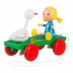 Ξύλινο Συρόμενο Κορίτσι με Χήνα