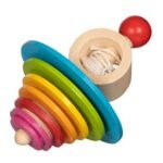 Ξύλινη Πολύχρωμη Σβούρα με Σχοινάκι