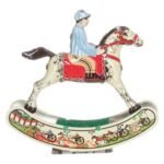 Κουνιστό Κουρδιστό Μεταλλικό Άλογο με Αναβάτη