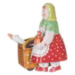 Μεταλλική Κουρδιστή Κοπέλα με Χήνα στο Καλάθι