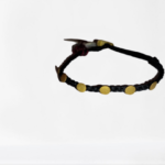 Βραχιόλι Μαύρο με Κυκλάκια από Επιχρυσωμένο Ασήμι