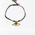 Βραχιόλι Μαύρο με Μάτι από Επιχρυσωμένο Ασήμι