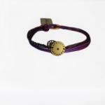 Βραχιόλι Βυσσινί με Κυκλάκι από Επιχρυσωμένο Ασήμι