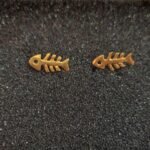 Καρφωτά Σκουλαρίκια Ψαροκόκκαλο από Επιχρυσωμένο Ασήμι