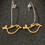 Σκουλαρίκια Κρεμαστά Πουλάκια από Επιχρυσωμένο Ασήμι