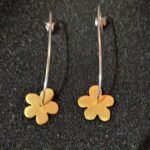 Σκουλαρίκια Κρεμαστά Λουλούδια από Επιχρυσωμένο Ασήμι