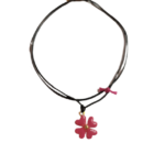 Ασημένιο Βραχιόλι με Ροζ Λουλούδι από Σμάλτο